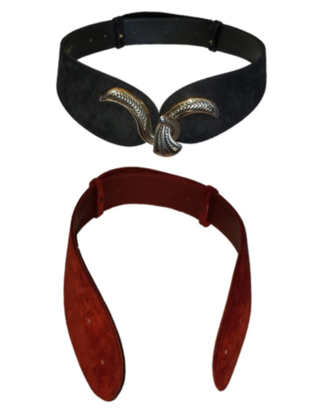 Two Vintage 1980’s Wide V-Belts with Swapable Hook Buckle